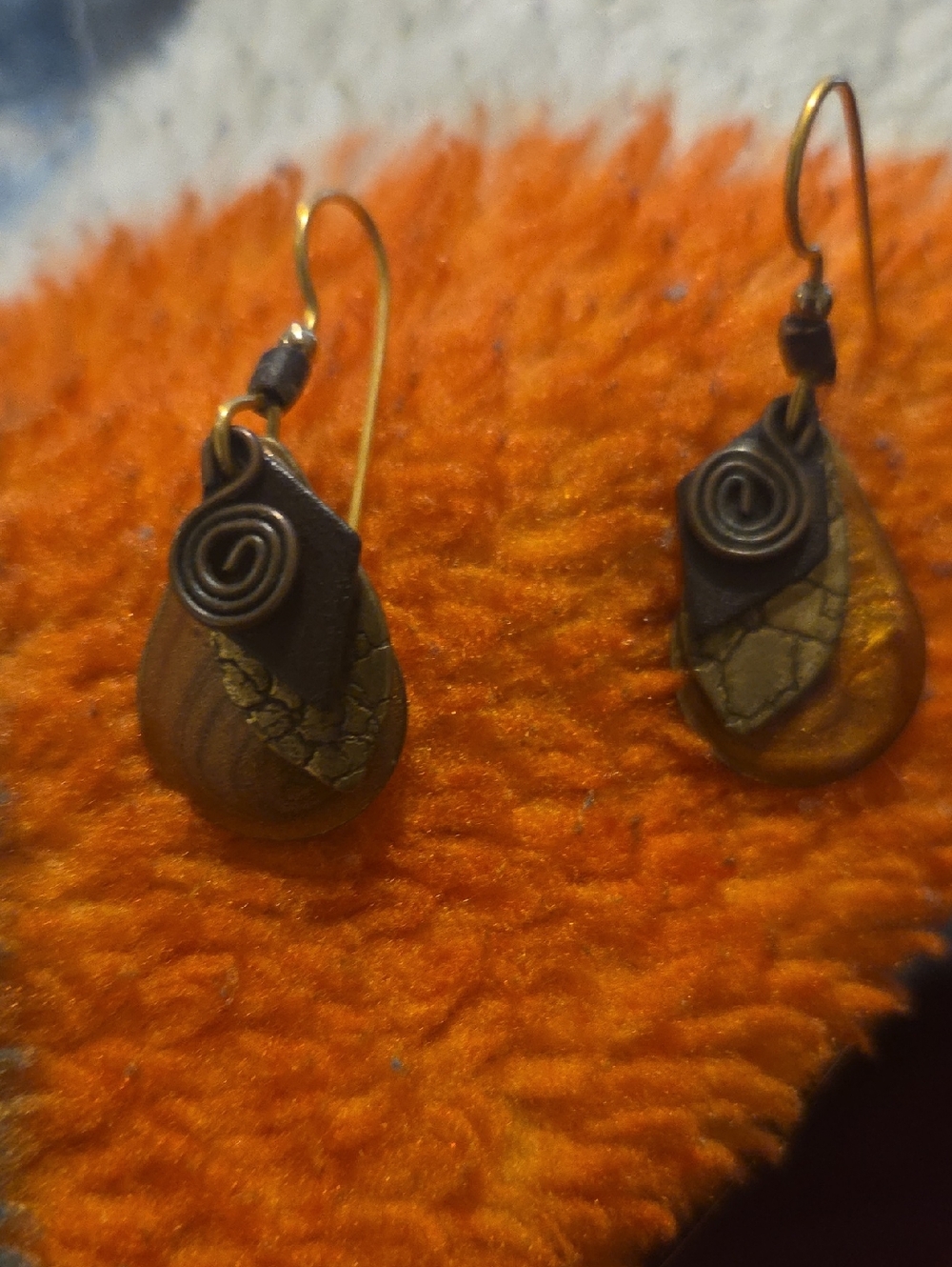 Handcrafted Brown and Gold Teardrop Earrings - Artisan Women Jewelry
